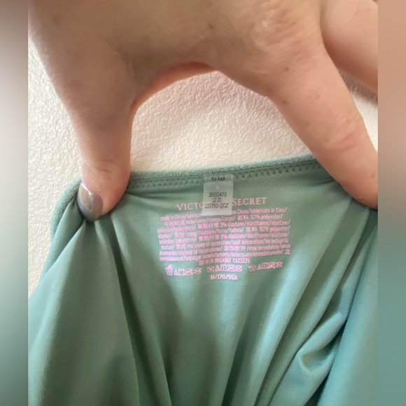 Victorias Secret terry bathing suit/bodysuit in sage green with lace up back. - Picture 5 of 5